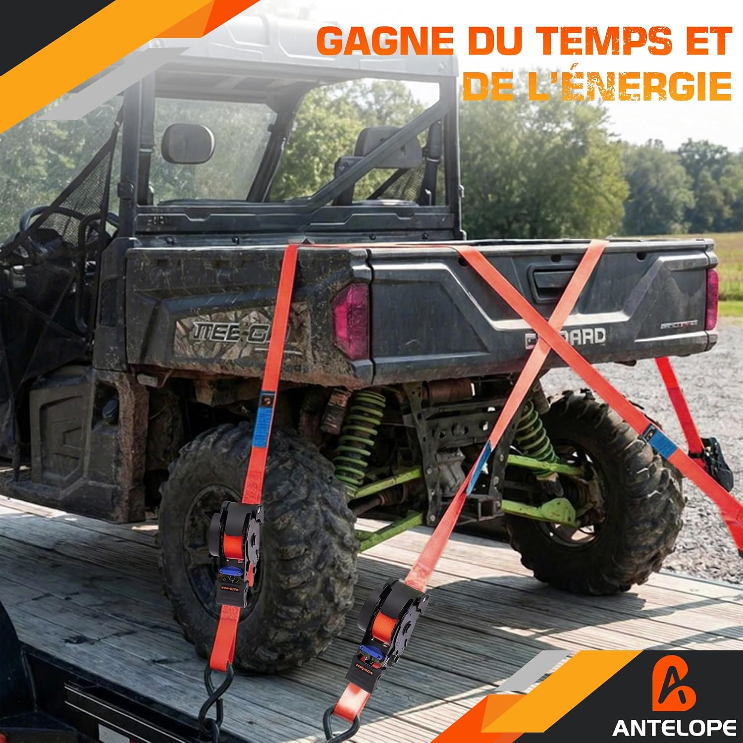 Thumbnail 6 de A ANTELOPE Automatik Spanngurt 3,6 m x 25 mm, 4 Stück – Selbsteinziehend, 680 KG Tragkraft, mit S-Haken und Sicherheitsverschluss