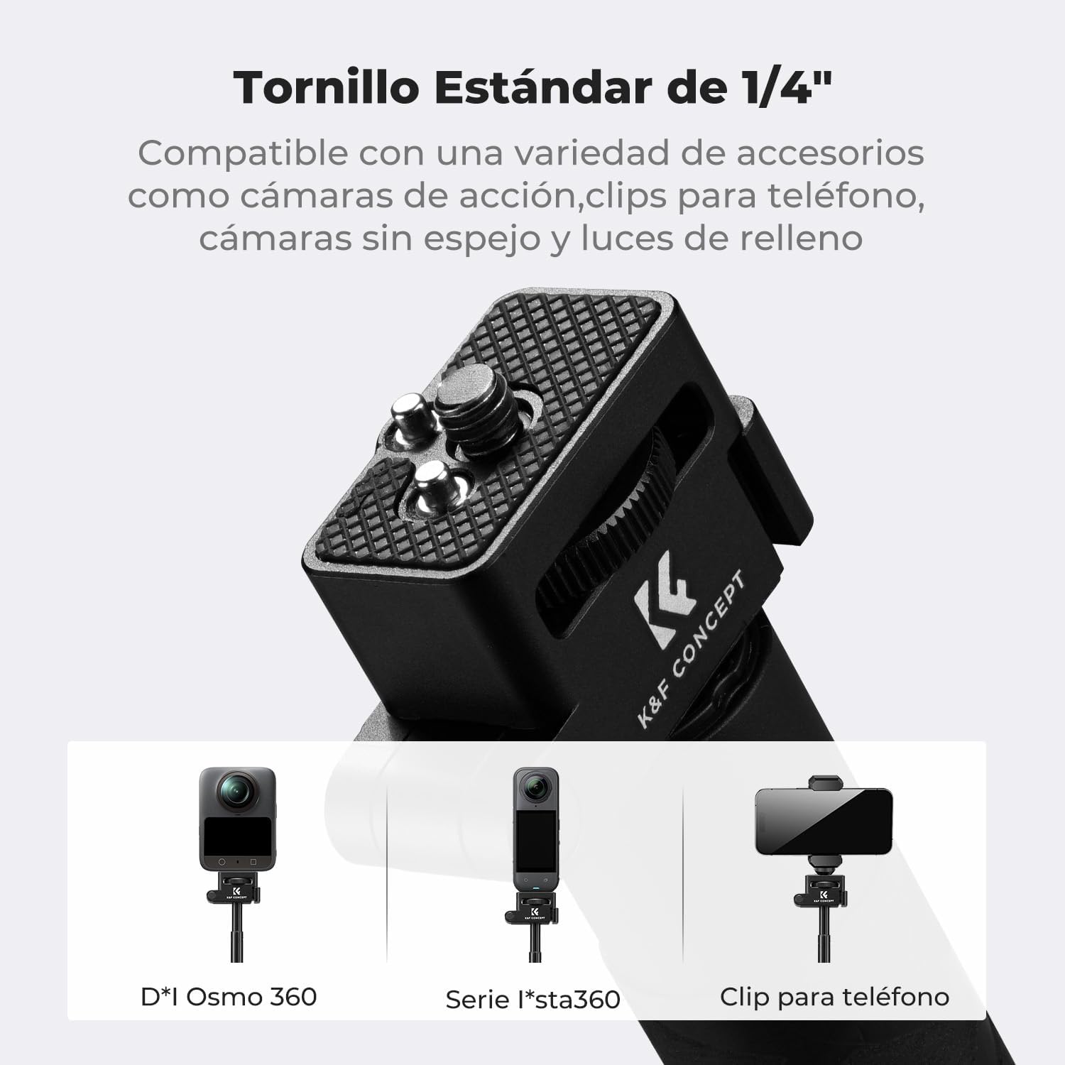 Thumbnail 3 de K&F CONCEPT Perche à Selfie Pliable Invisible en Aluminium 92,5 cm – Compatible Insta360 et DJI Pocket