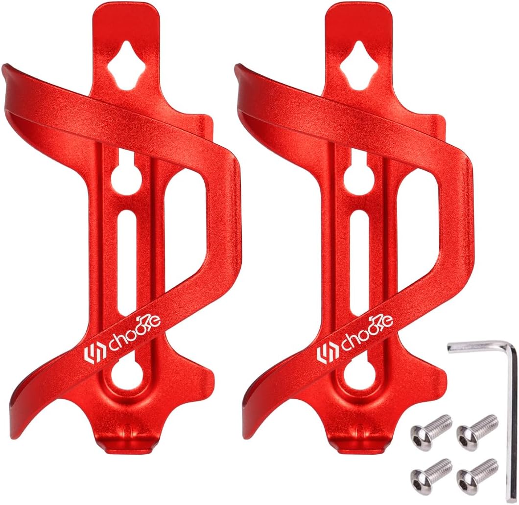 Detalle de Chooee Fahrrad Flaschenhalter – seitlich einsetzbar, Aluminium, Rot