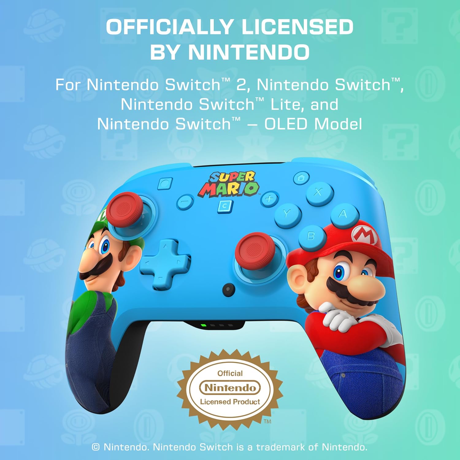 Detalle de Turtle Beach Rematch Wireless Controller: Mario and Luigi – Officially Licensed for Nintendo Switch 2