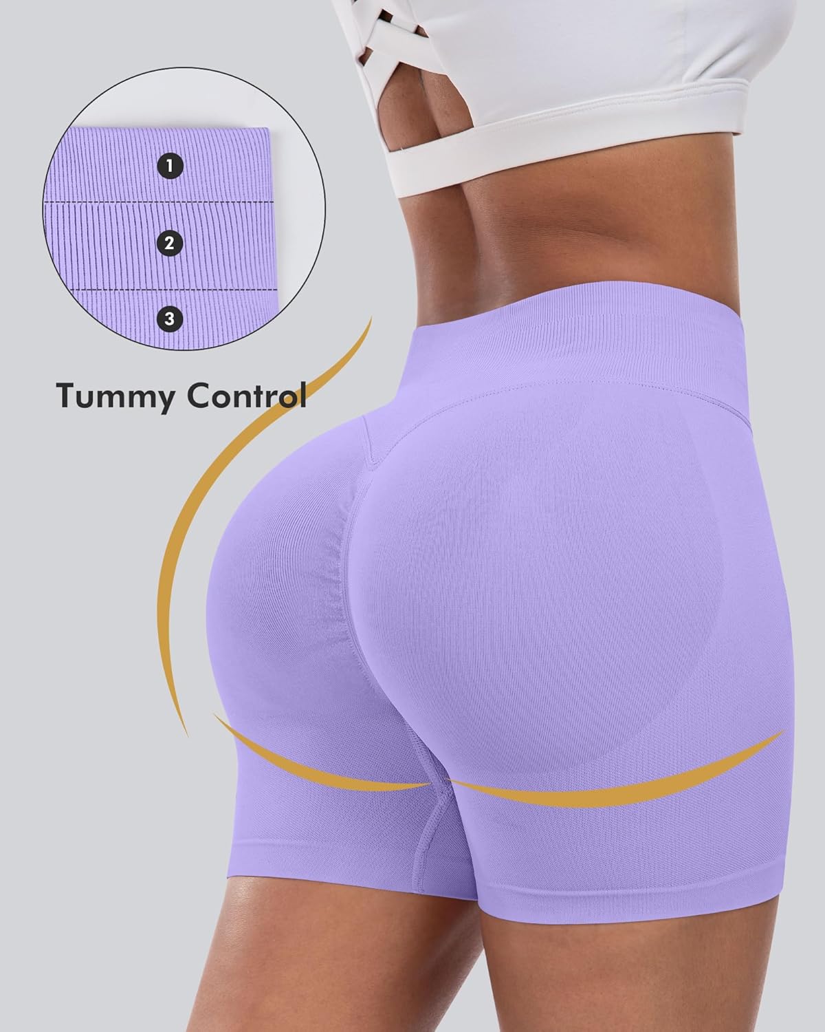 Thumbnail 2 de CHRLEISURE Workout Gym Biker Shorts 4-Piece Set: High-Waisted Scrunch Butt, Seamless & Squat-Proof