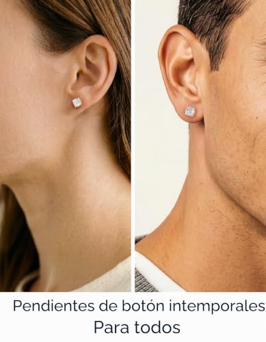 Detalle de MomentWish Pendientes Moissanita Mujer 0,3 ct cada una, 4 puntas en oro