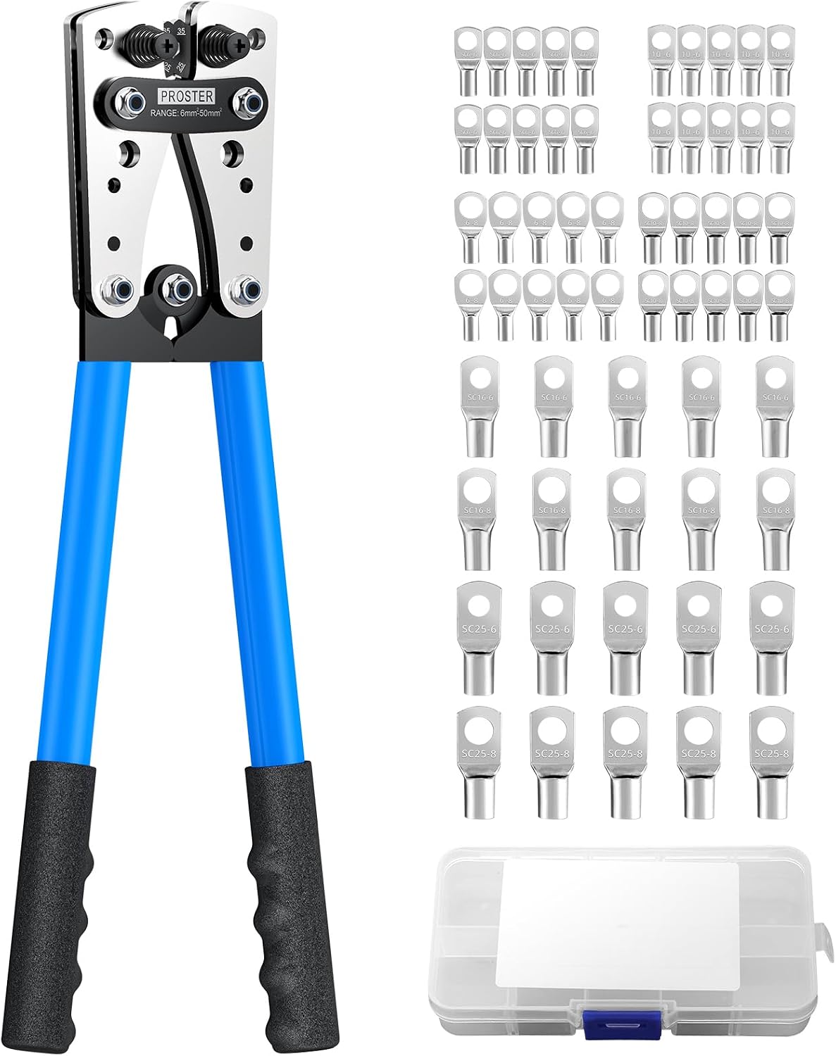 Detalle de Proster PST319PST226 Cable Lug Crimping Tool Kit, 6-50 mm², Aluminium Handle