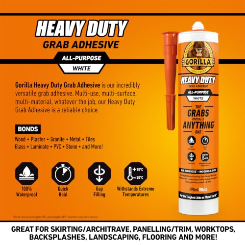 Detalle de Gorilla 2044001 Heavy Duty Grab Adhesive White 290ml – practical performance for indoor and outdoor use