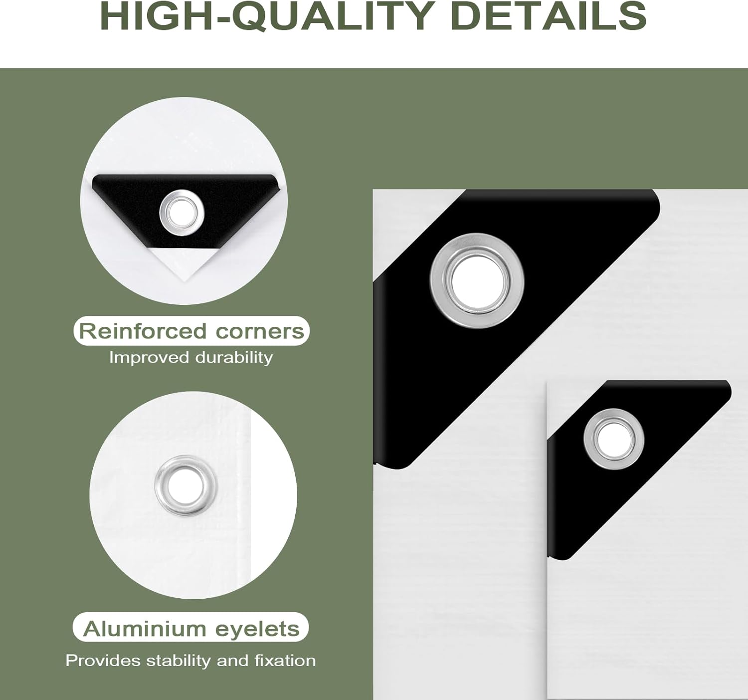 Thumbnail 4 de Bâche de protection WOLTU 3x3 m en PE 140 g/m² imperméable anti-UV avec œillets