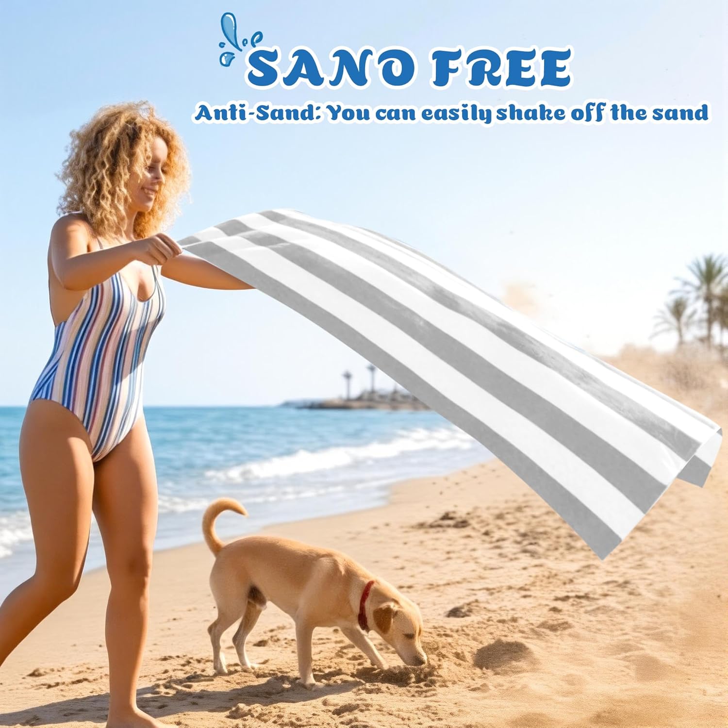 Thumbnail 2 de Anavasi Microfibre Beach Towels for Adults (2 Pack) 180 x 90 cm with Drawstring Bag