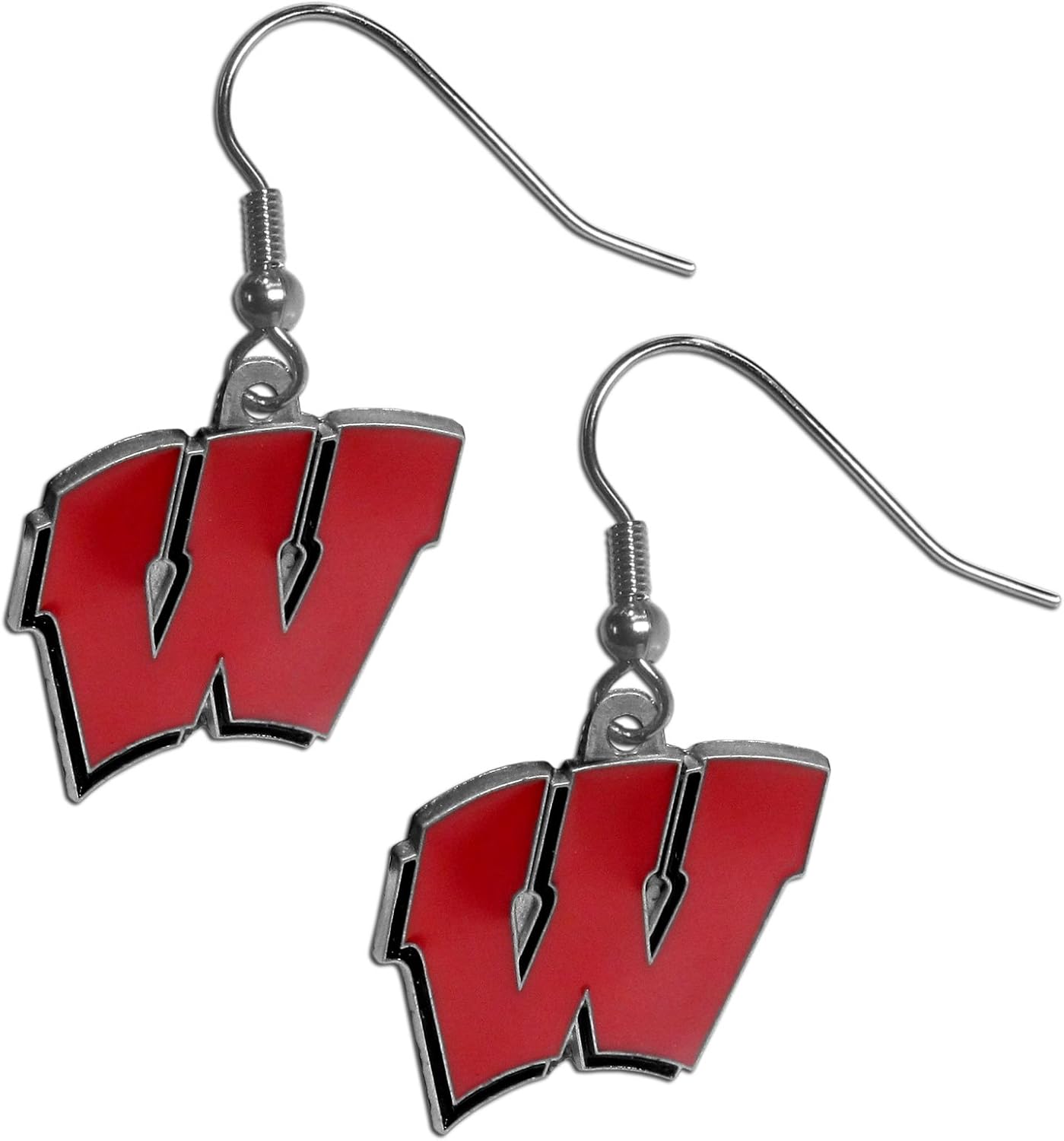 NCAA Siskiyou Sports Wisconsin Badgers Dangle Earrings (Womens, One Size) — Team-Color Charm