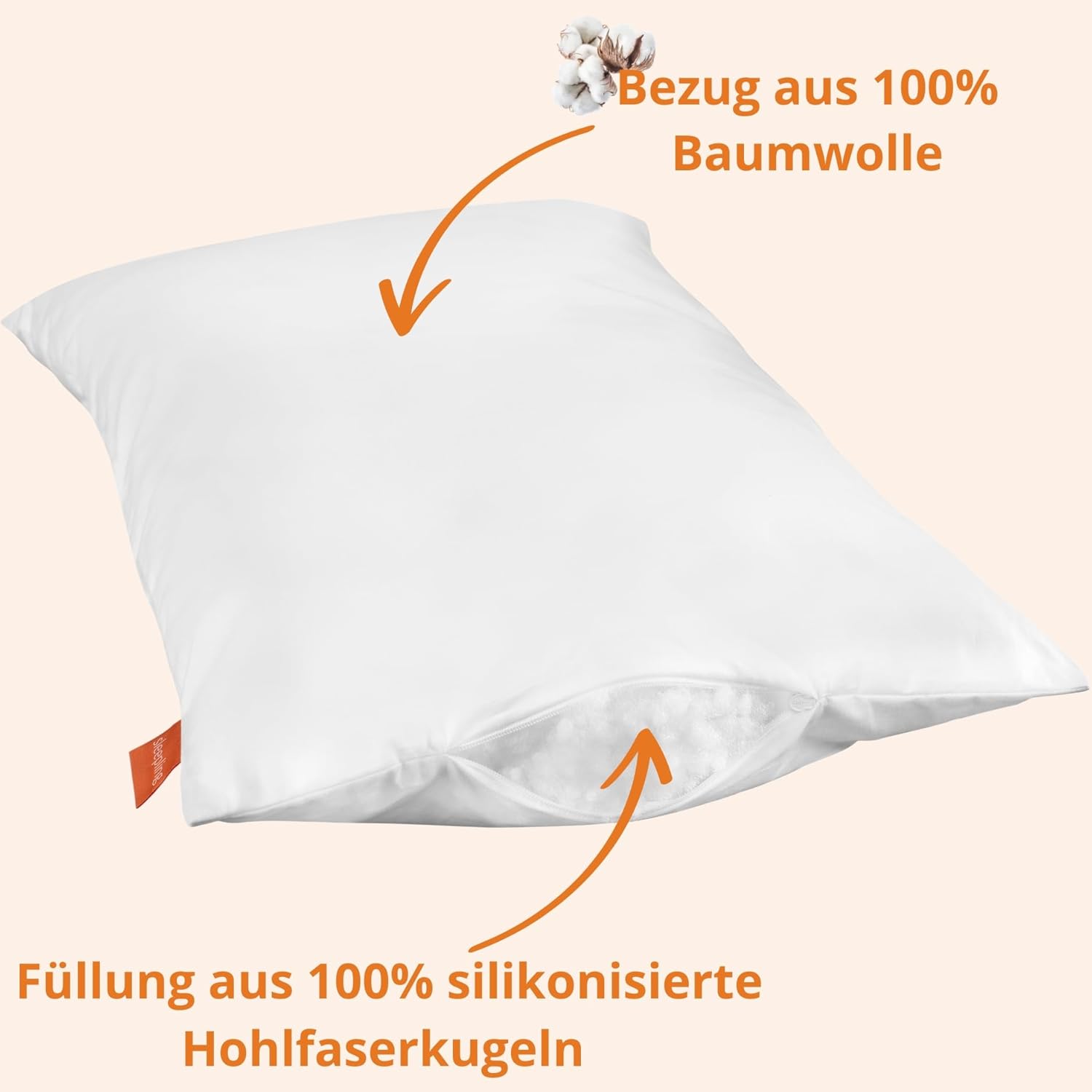 Detalle de sleepling Kinderkopfkissen 40x60 cm – Kopfkissen aus 100% Baumwolle, waschbar bis 60 Grad