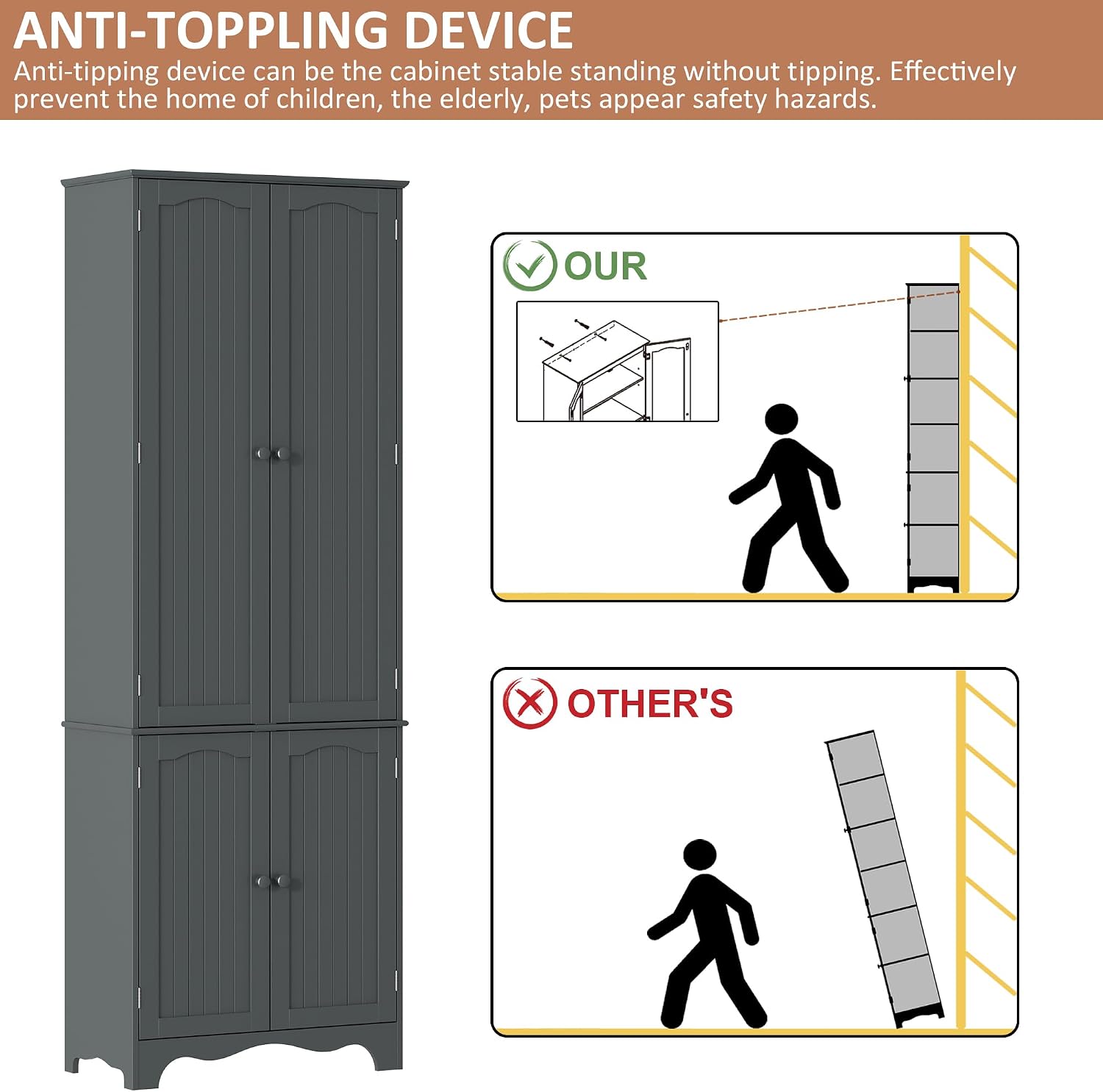 Thumbnail 6 de Yusong Kitchen Pantry Cabinet 72.05-inch