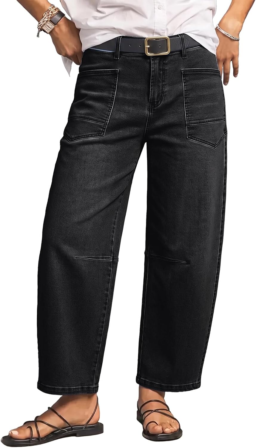 Detalle de Dokotoo Women's Boyfriend Barrel Jeans, Stretch Denim with a Tapered Ankle