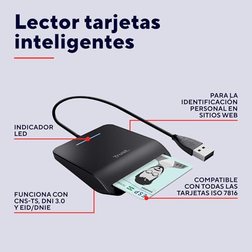 Thumbnail 1 de Trust Primo Lector DNI Electrónico USB: lector de tarjetas inteligente para Mac y Windows