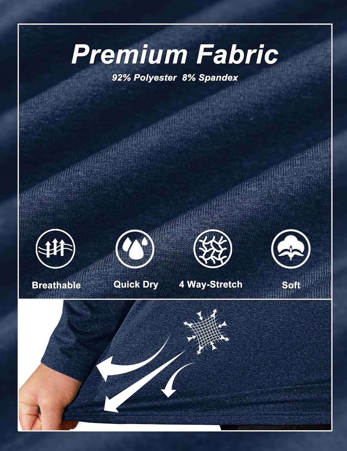 Detalle 1 de TACVASEN Half-Zip Fleece Pullover Herren – Warmes Langarmshirt