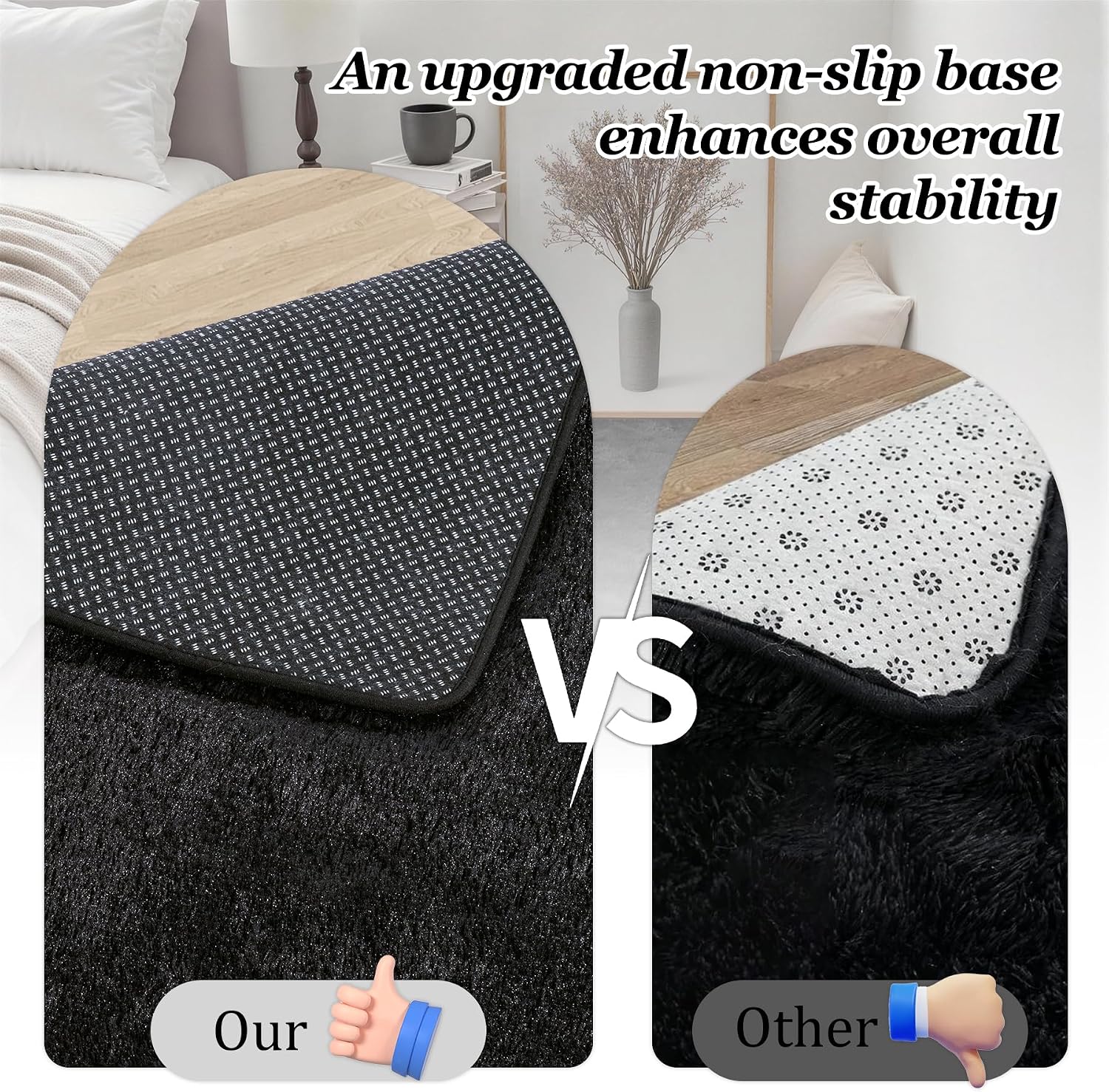 Detalle de 8x10 Ultra Soft Shag Rug: Non-Slip, Non-Shedding Plush Carpet for Living Room or Bedroom