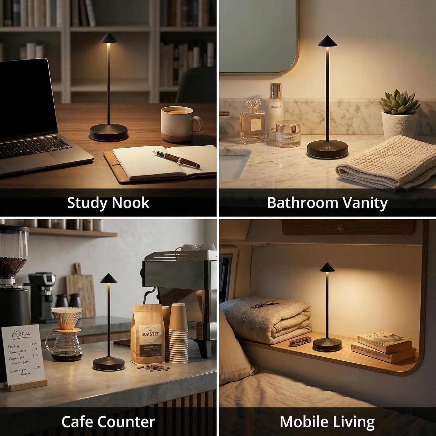 Thumbnail 6 de eypid Cordless Table Lamp, Black, Rechargeable LED with Touch Dimming