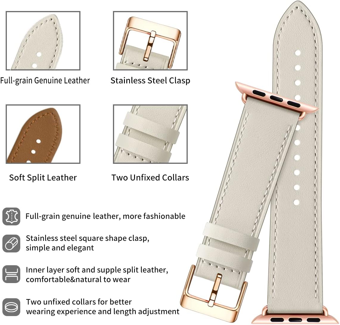 Detalle de QAZNZ Leather Strap 45mm replacement