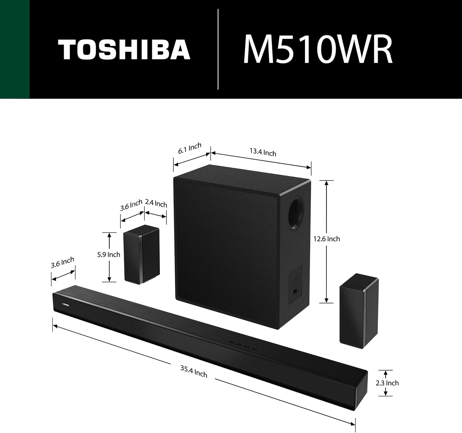 Detalle 2 de Toshiba M510WR 5.1-Channel Soundbar with Dolby Atmos, DTS:X and Wireless Subwoofer