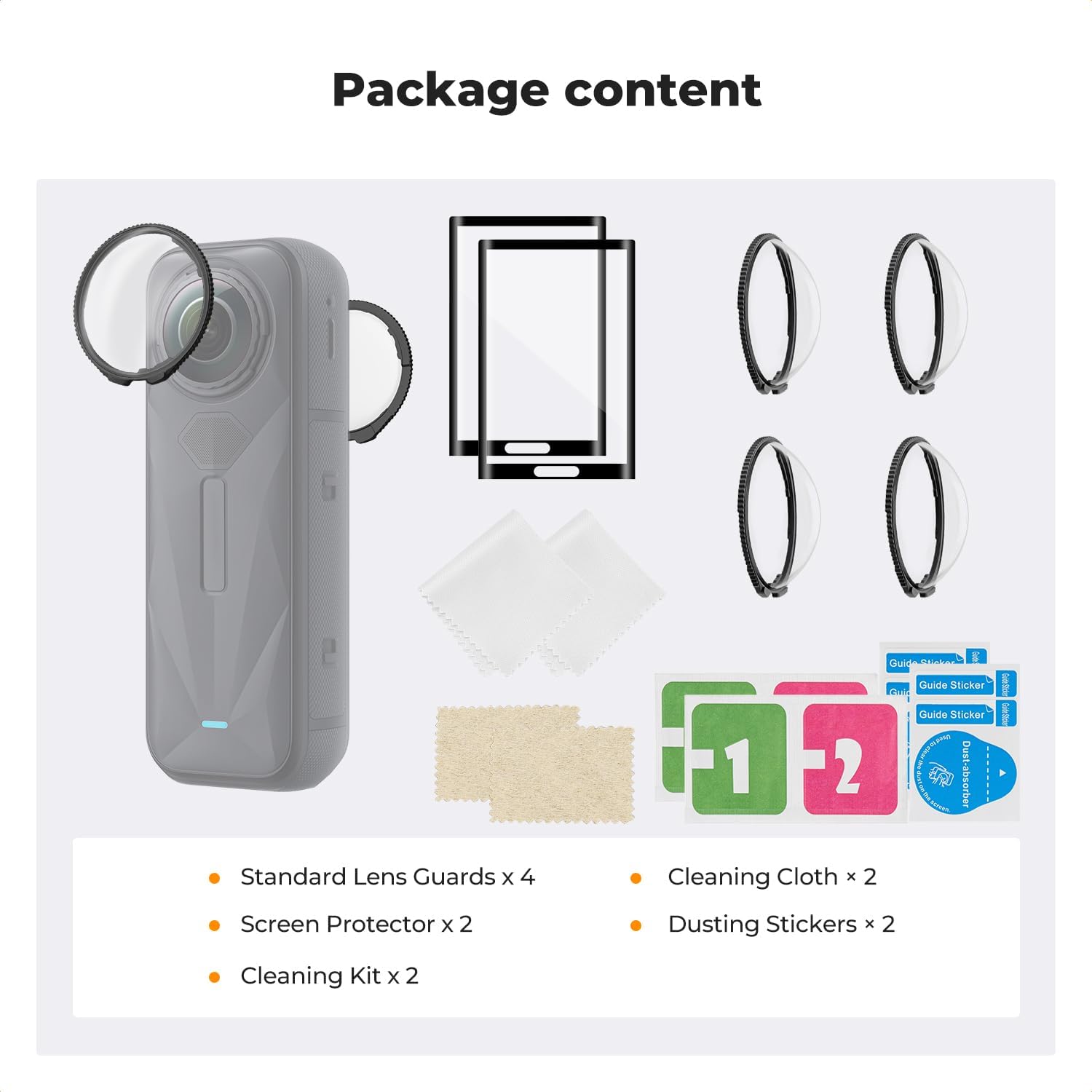 Thumbnail 6 de K&F Concept Standard Lens Guards for Insta360 X5 – 4 Lens Guards + Screen Protector Kit