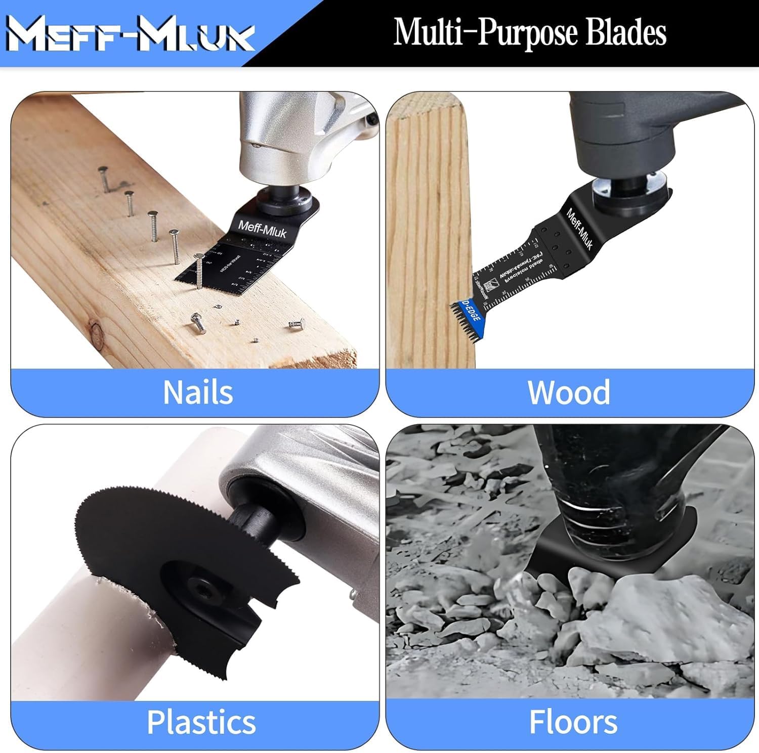 Detalle de 55PCS Titanium Multi Tool Blades – Universal oscillating multitool blades for wood, plastic & metal