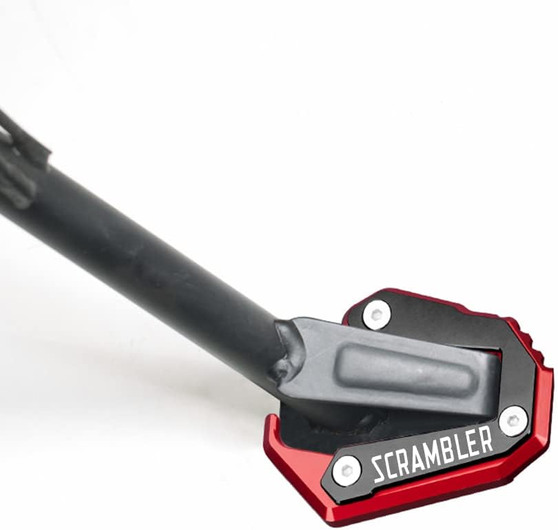 Detalle de Modeer Estensione CNC per Cavalletto Laterale Ducati Scrambler 1100 (2017-2023) – Nero/Rosso