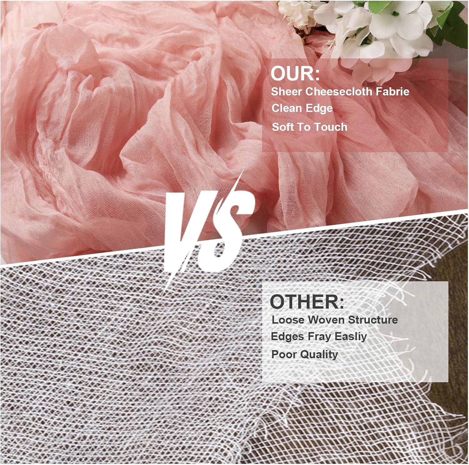 Thumbnail 5 de Dusty Pink Cheesecloth Table Runner 35x120 Inches