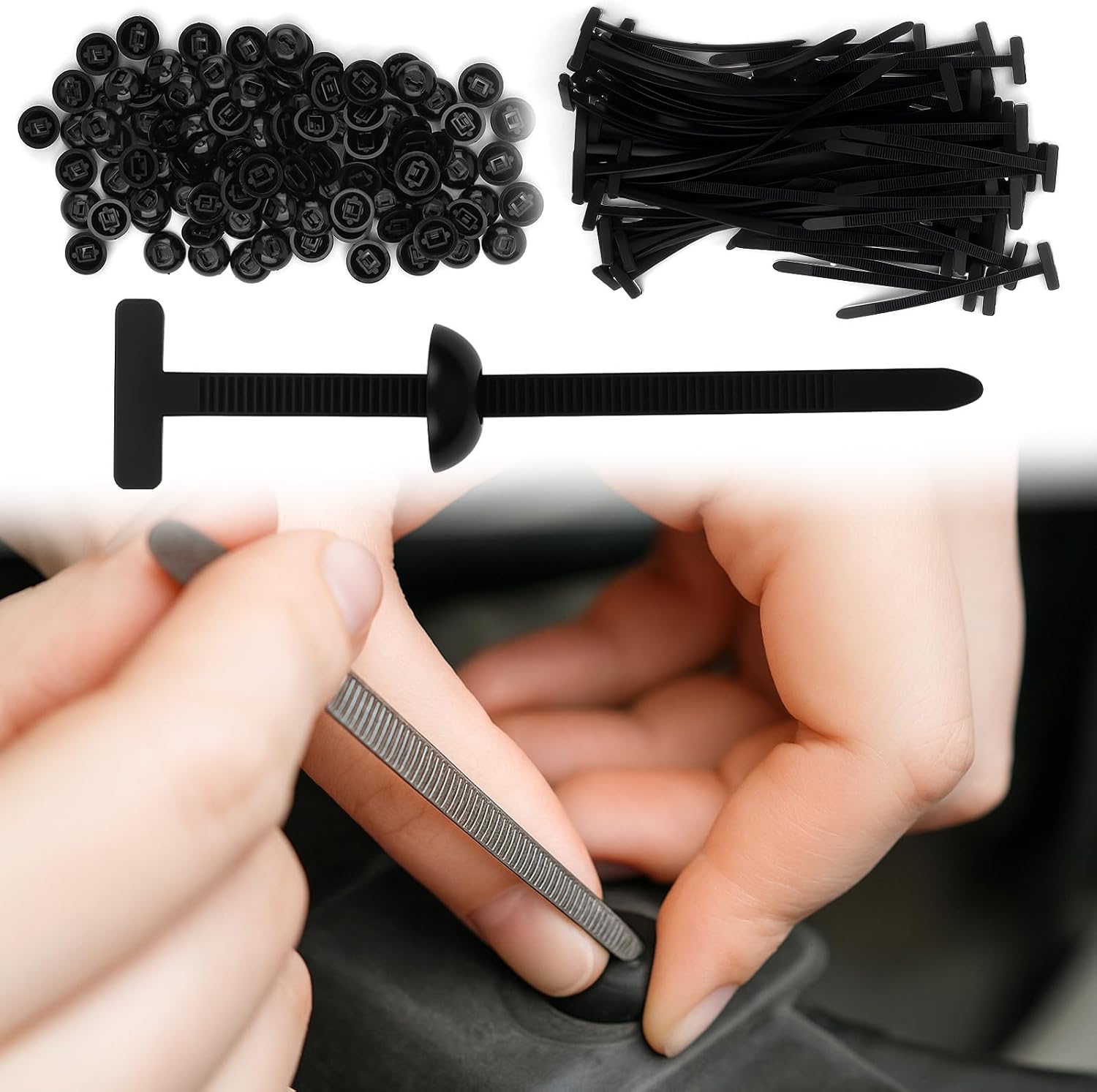 Thumbnail 6 de 40 Stück PP Kabelbinder Schnalle – Universal Selbstsichernd mit Stift und Knopf