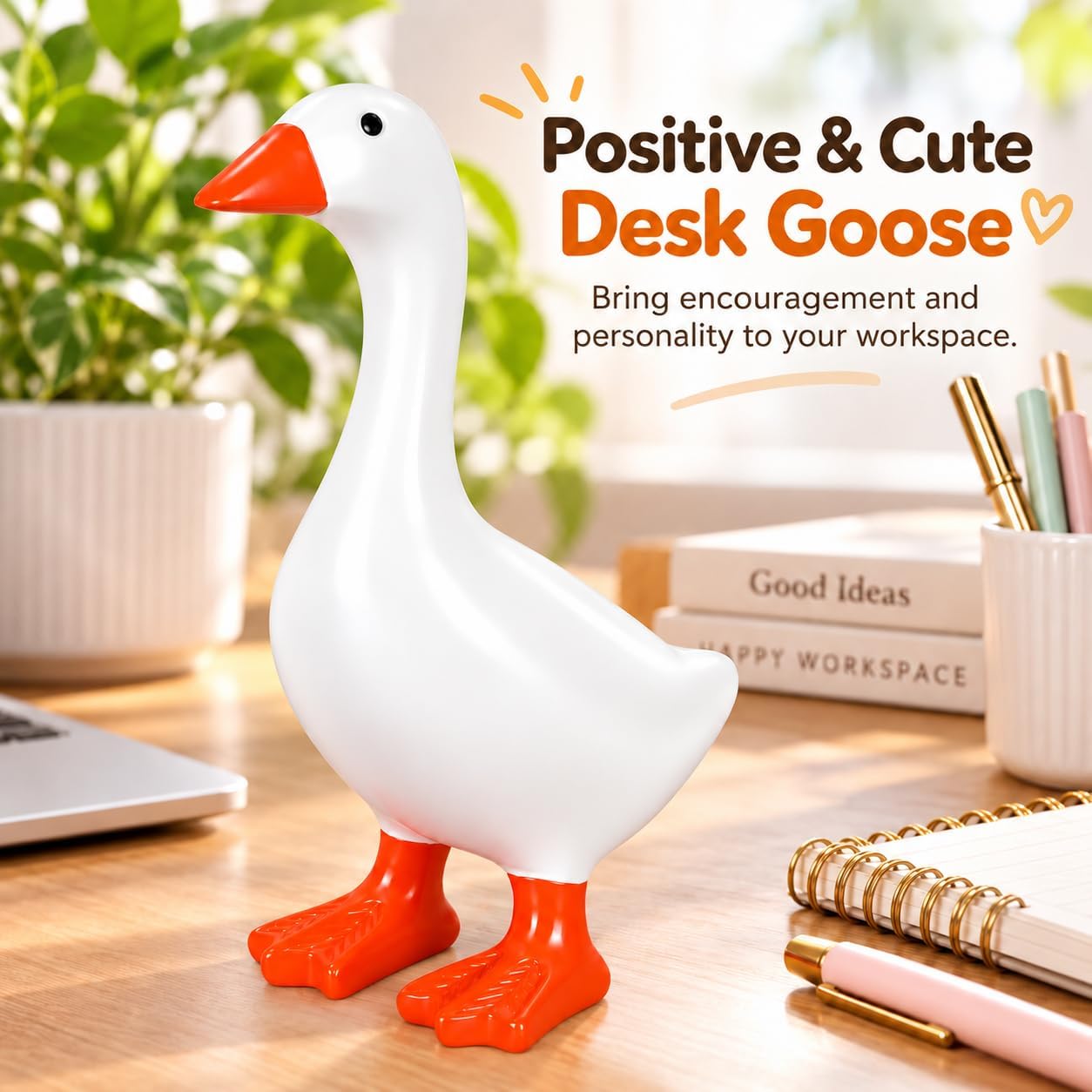 Thumbnail 1 de Desk Goose 7 Inch Cute Office Decor Desktop Statue Gift with Magnetic Beak – Positive Vibes for Women