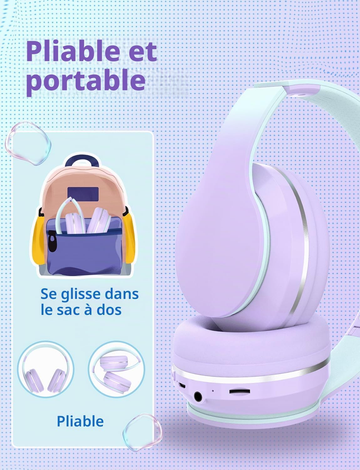Thumbnail 6 de Xunpuls XUP-KH56 kinderhoofdtelefoon, over-ear, Bluetooth 5.1 en opvouwbaar