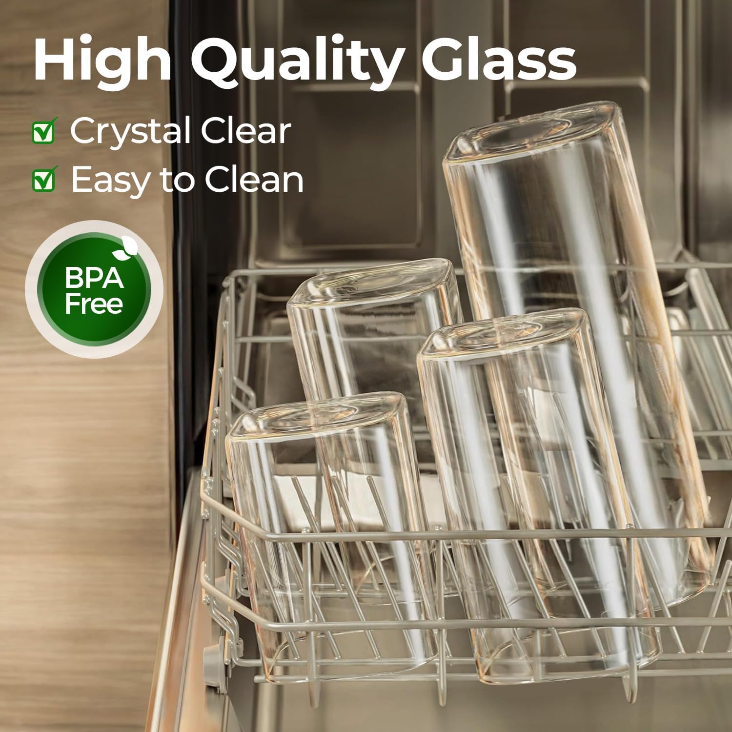 Detalle de ComSaf 2.2 Qt Rectangle Glass Storage Containers with Lids: A Practical Pantry Duo