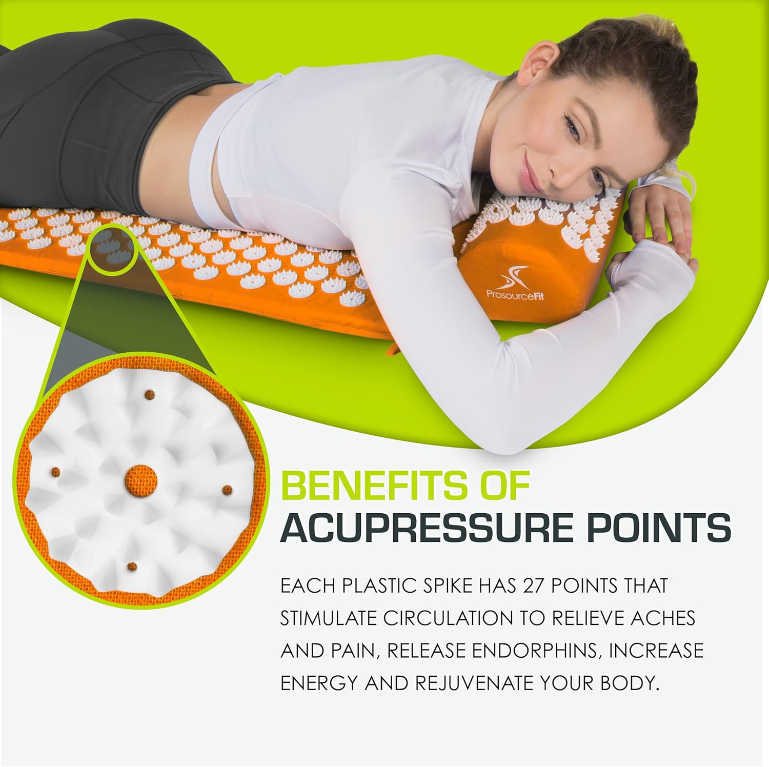 Detalle de ProsourceFit Acupressure Mat and Pillow Set for Pain Relief 🧘