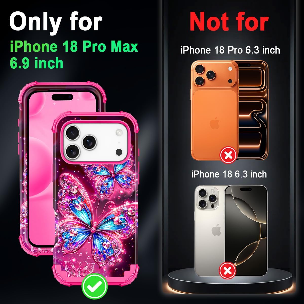Detalle 2 de Miqala MI0227-03 iPhone 18 Pro Max Case, Glow-in-the-Dark Hot Red