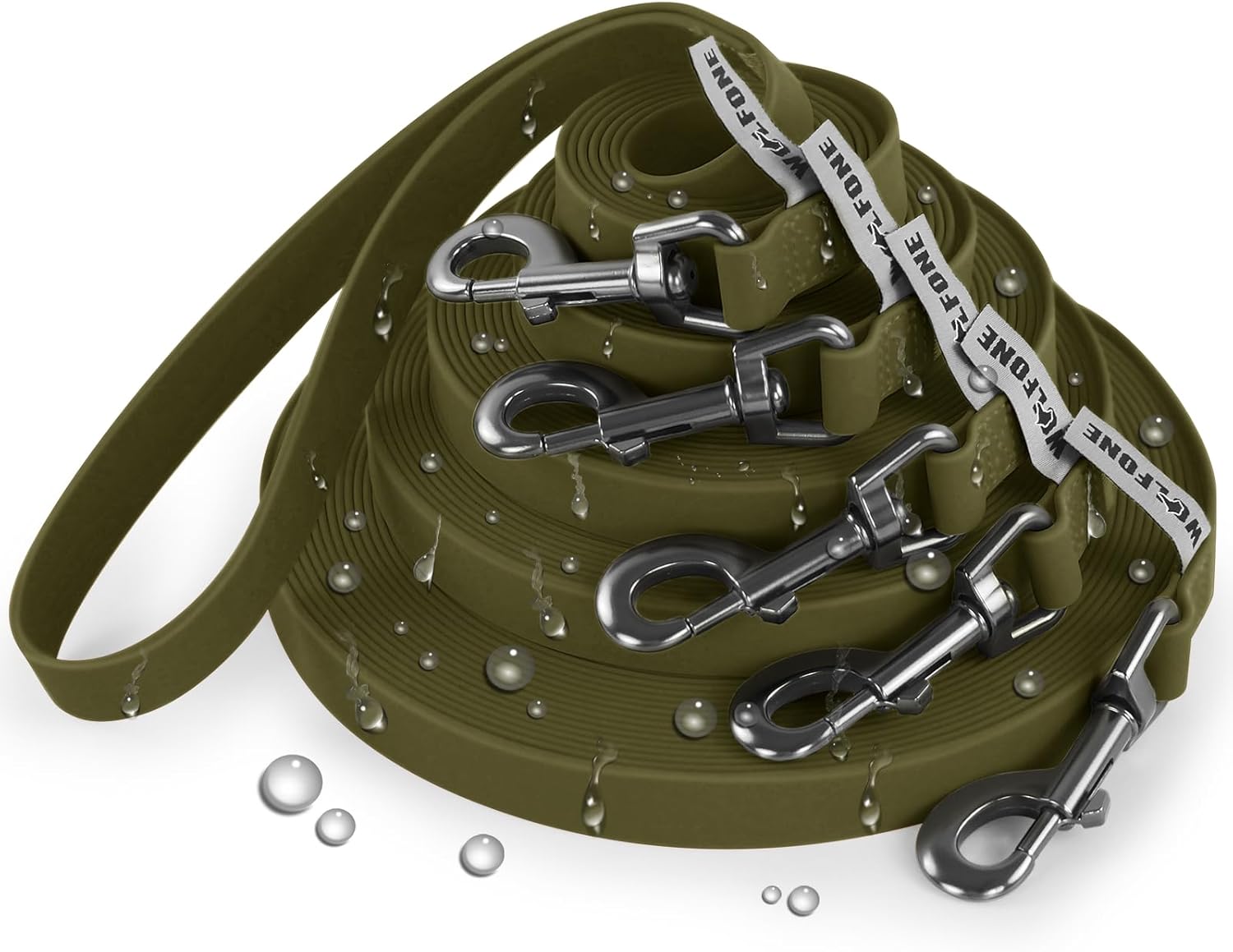 Detalle de Wolfone Army Green 15m Long Line Lead for Outdoor Recall Training