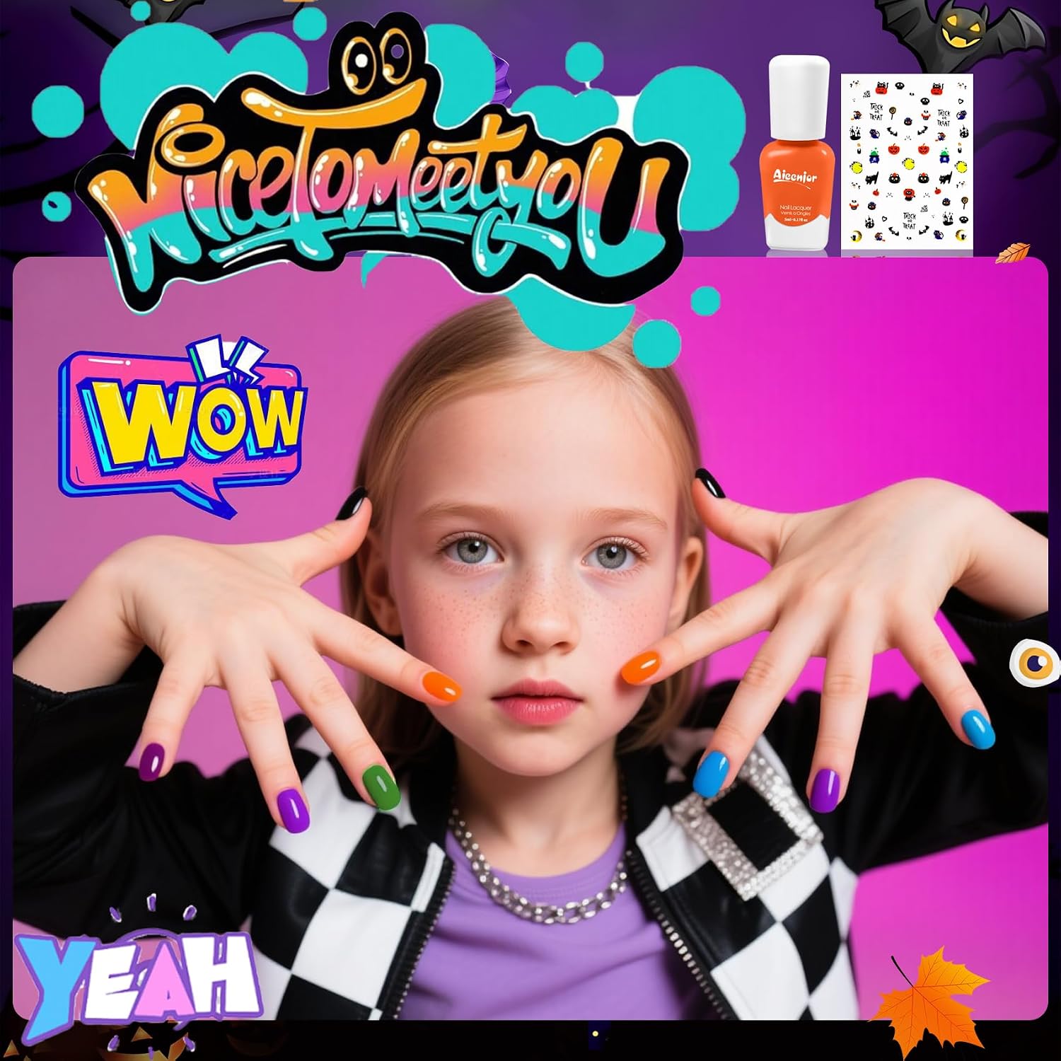 Thumbnail 1 de Aieenjor COOL GRIL Party Kinder-Nagellack Set (6 Farben) ab 2 Jahren – wasserbasiert, abziehbar