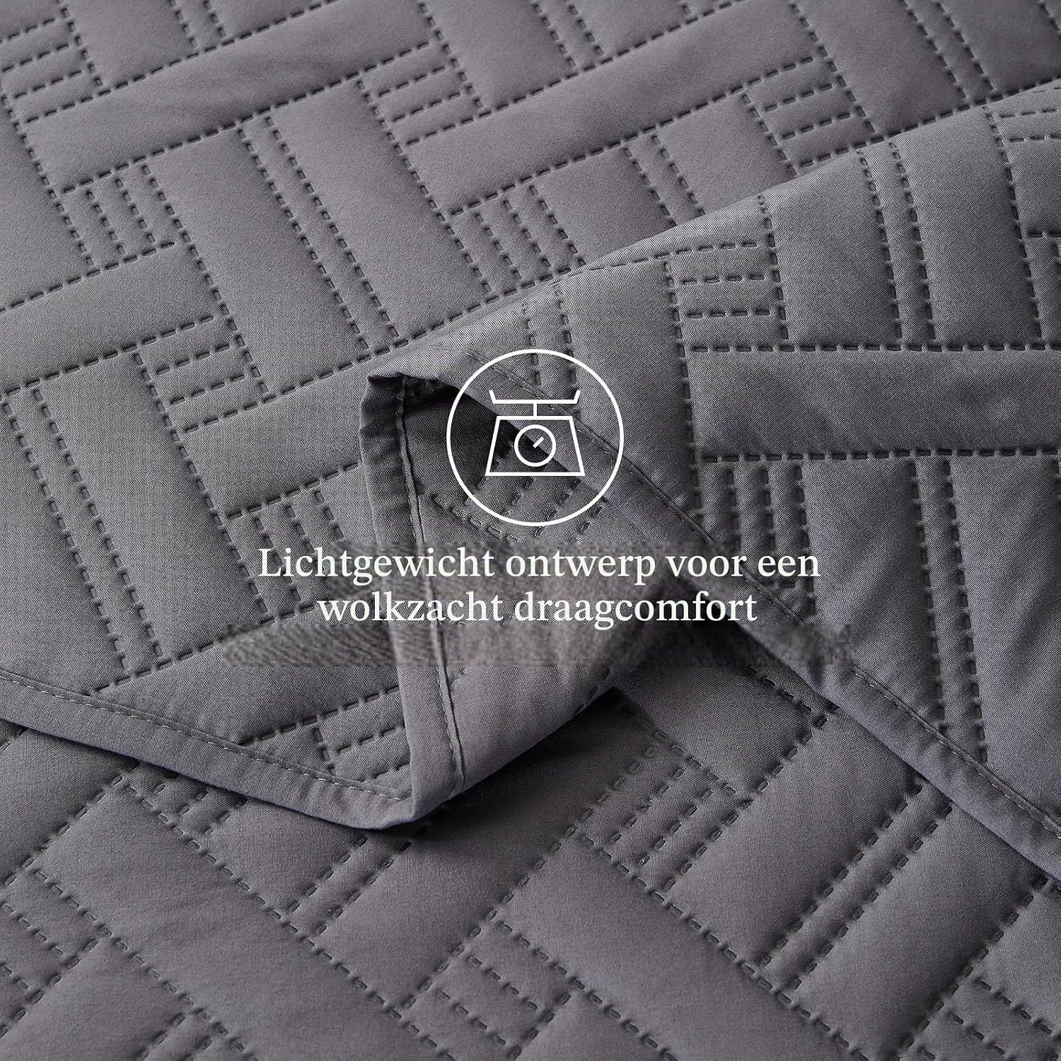 Detalle de beeweed Feel Elegante BHQS-1 sprei 240 x 260 cm, grijs polyester