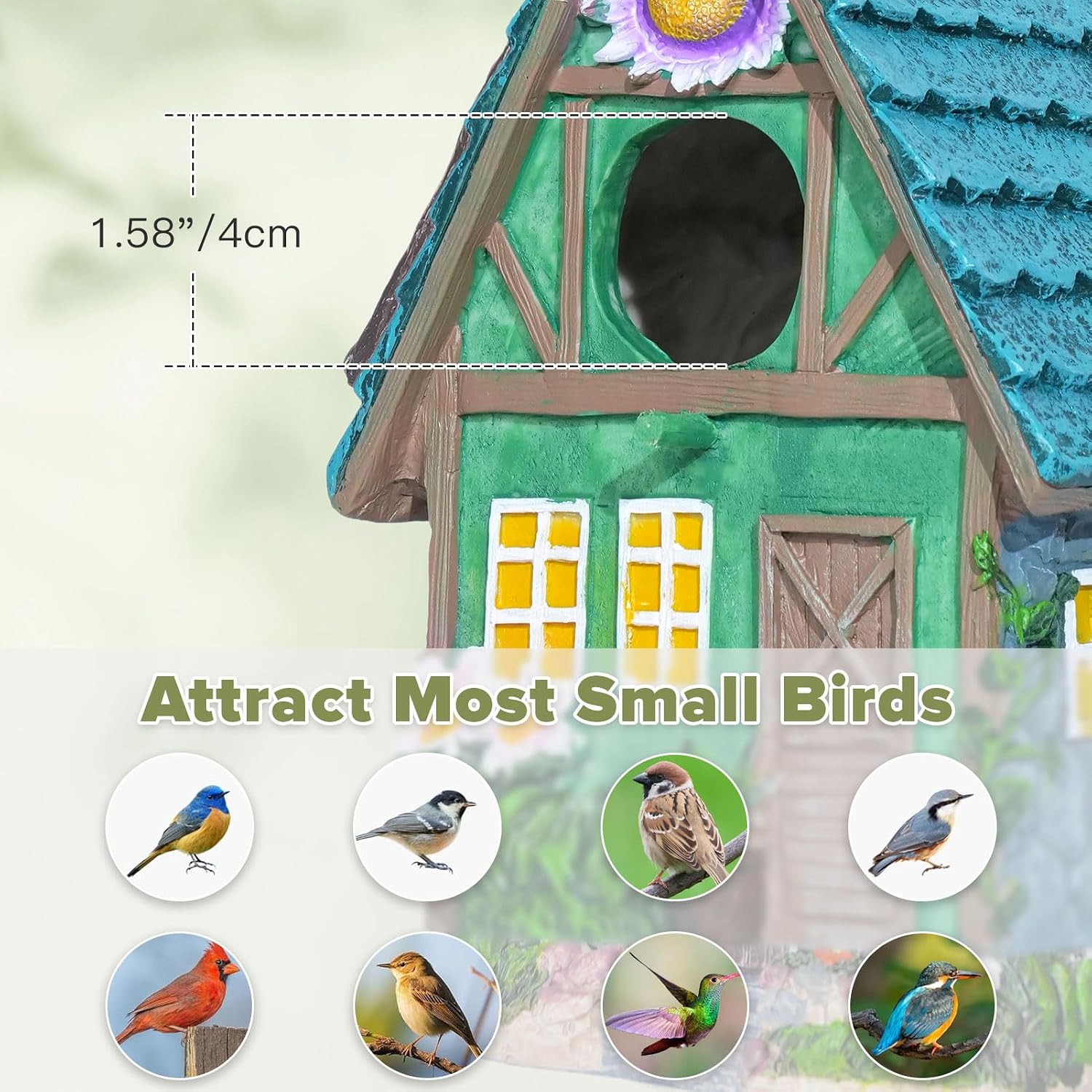 Detalle de DEWEL Bird Houses for Garden: Waterproof Resin Nest Box for Outdoor Use