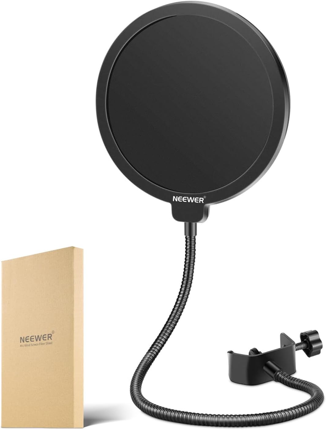 Detalle de NEEWER マイク用ポップフィルター 二重構造・360°回転グースネック付き