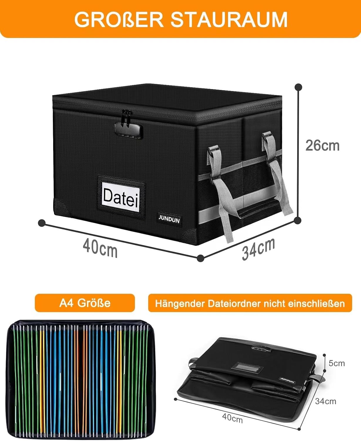 Thumbnail 5 de JUNDUN Akten Organizer Box 40x34x26 cm