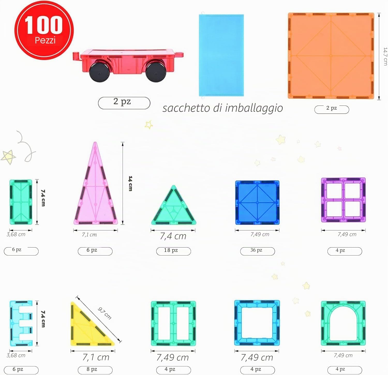 Thumbnail 5 de Katiago Costruzioni magnetiche 100 pezzi per bambini 🧩
