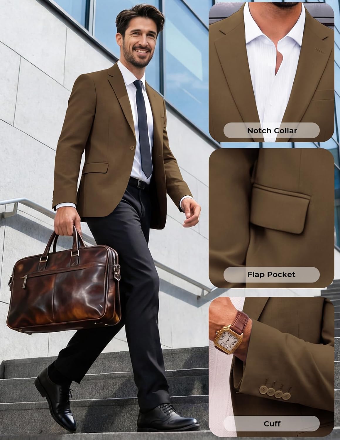 Detalle de PJ PAUL JONES Lightweight Men's Sport Coat, Single-Button Blazer with Notch Lapel