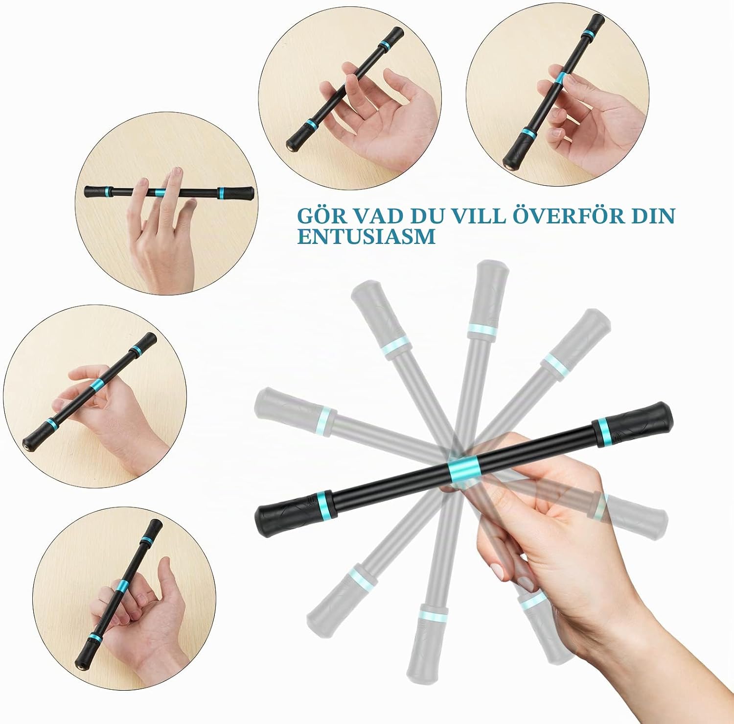Thumbnail 6 de OSDUE Spinning Pen fingerroterande pennor, halkfritt tvåpack i blått och rött