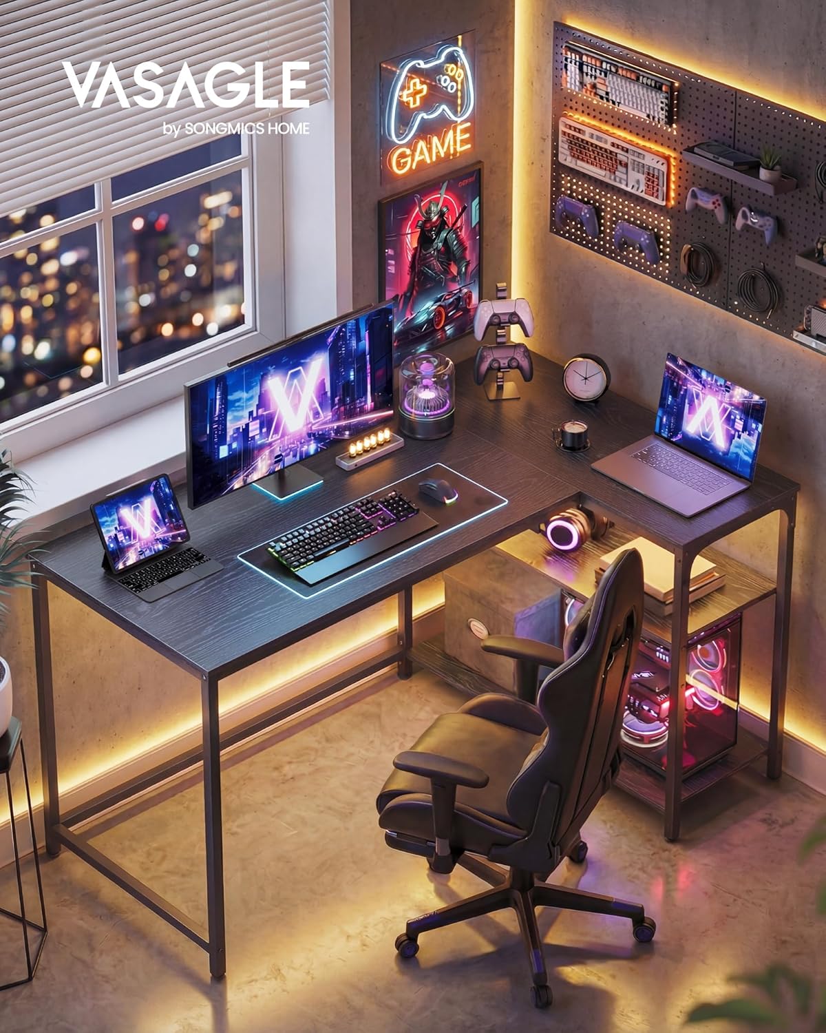 Thumbnail 1 de VASAGLE L Shaped Corner Desk 120x80 cm