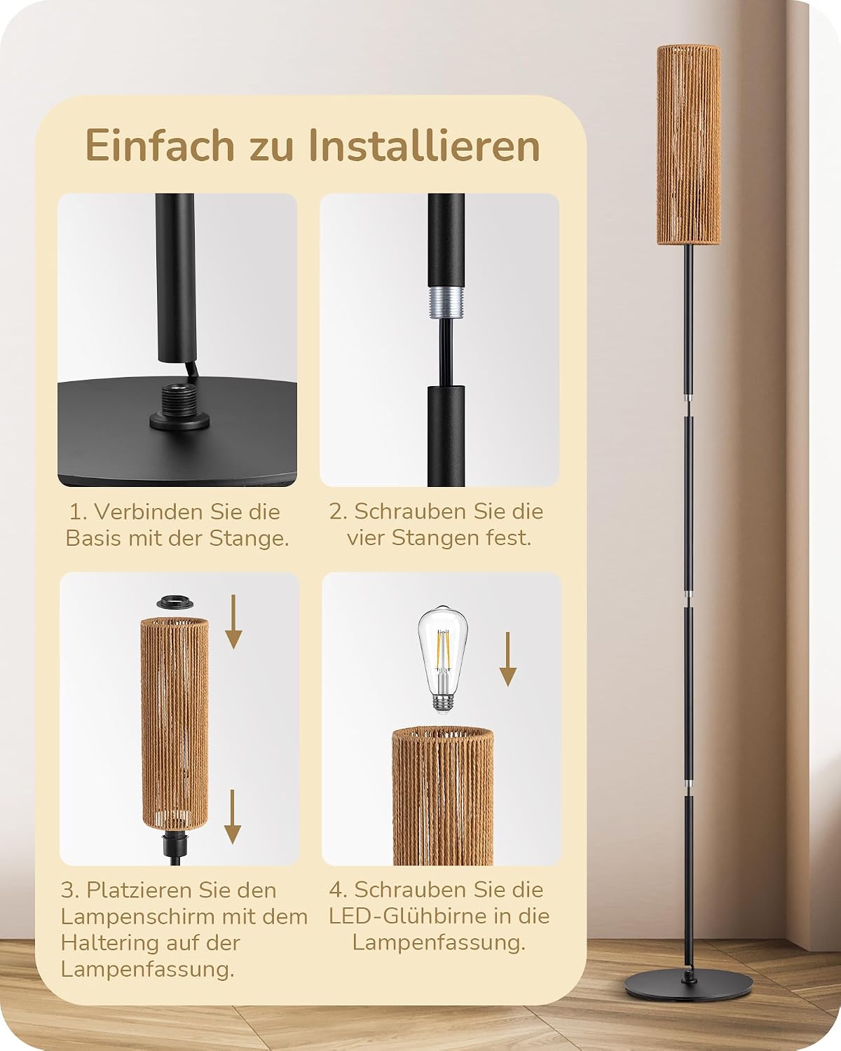Thumbnail 6 de EDISHINE Stehlampe Wohnzimmer 165 cm