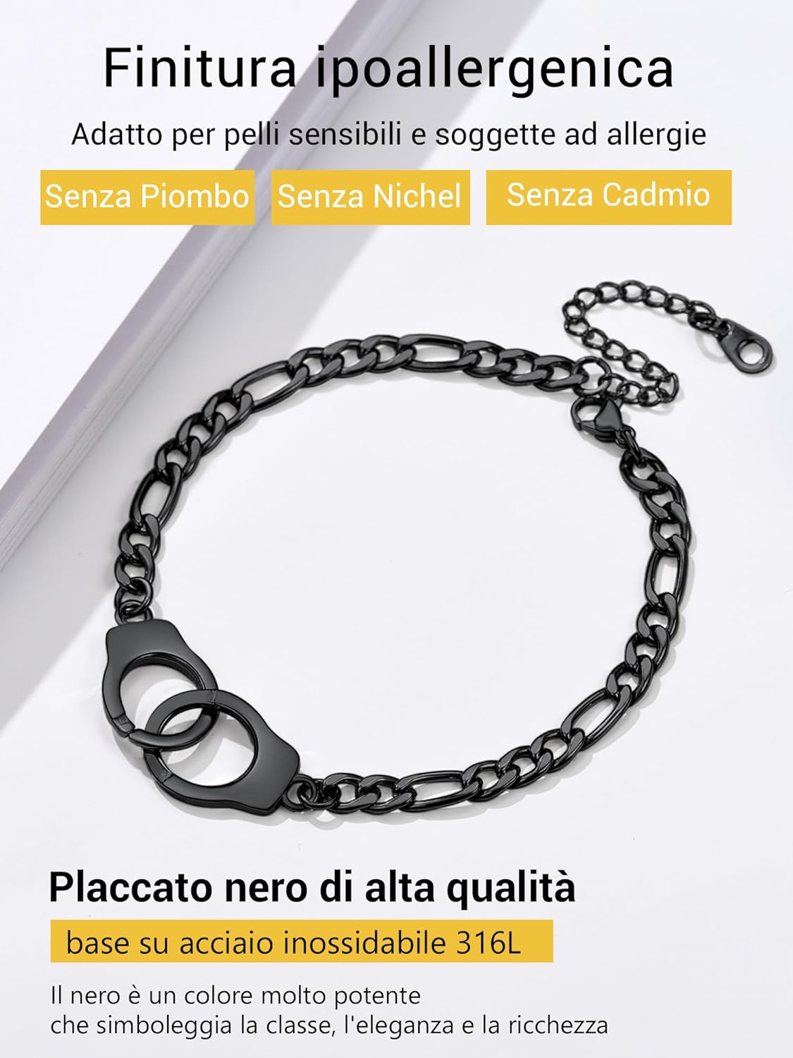 Thumbnail 2 de PROSTEEL Cavigliera a catena regolabile in acciaio inox (22+5 cm) tricolore, set impilabili per donna e uomo