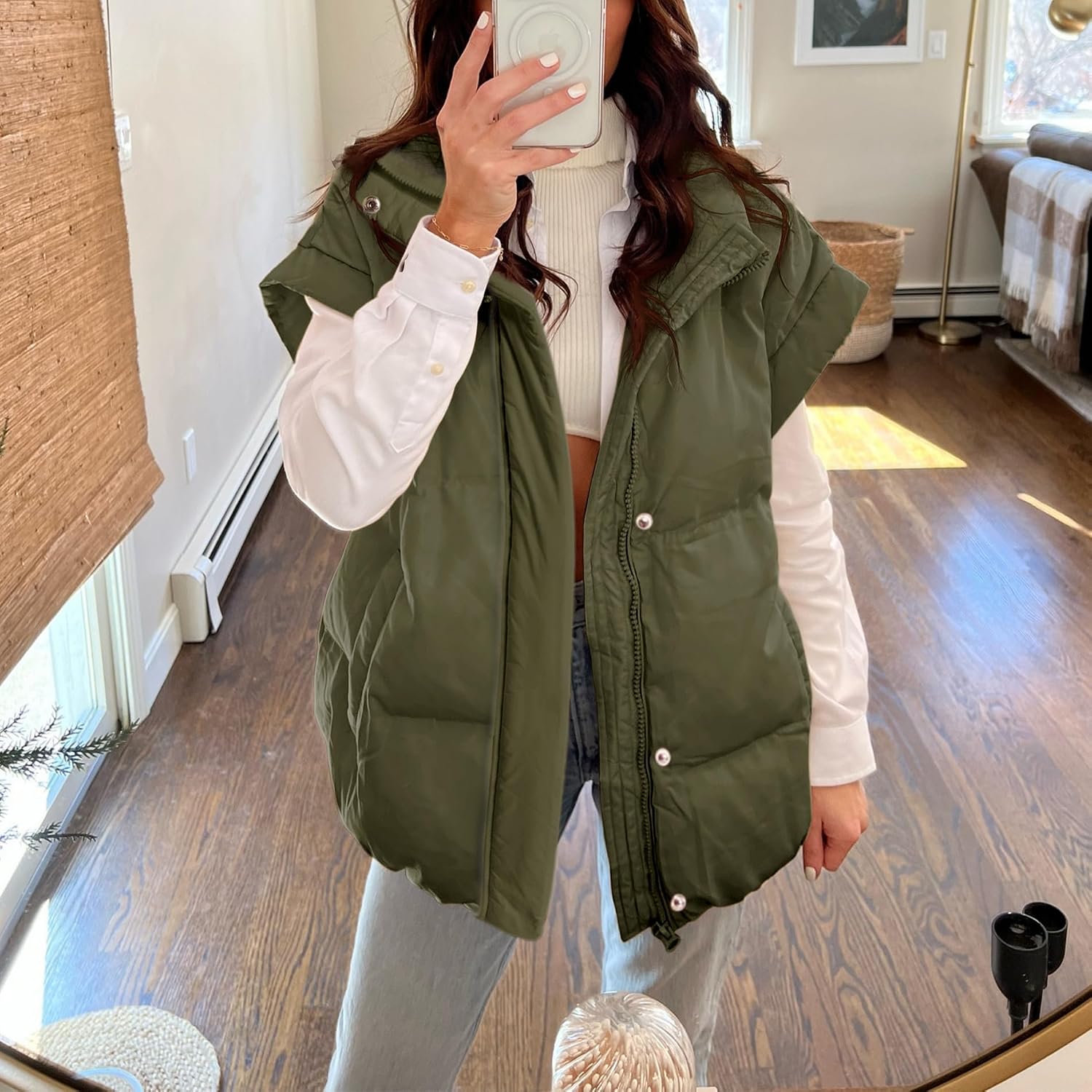 Detalle de Songling Oversized Puffer Vest Quilted Warm Coat