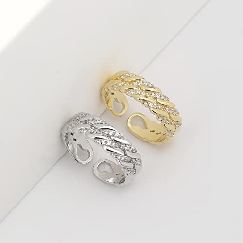 Detalle de Meissa Bague torsadée ajustable en argent 925 avec zircons cubiques