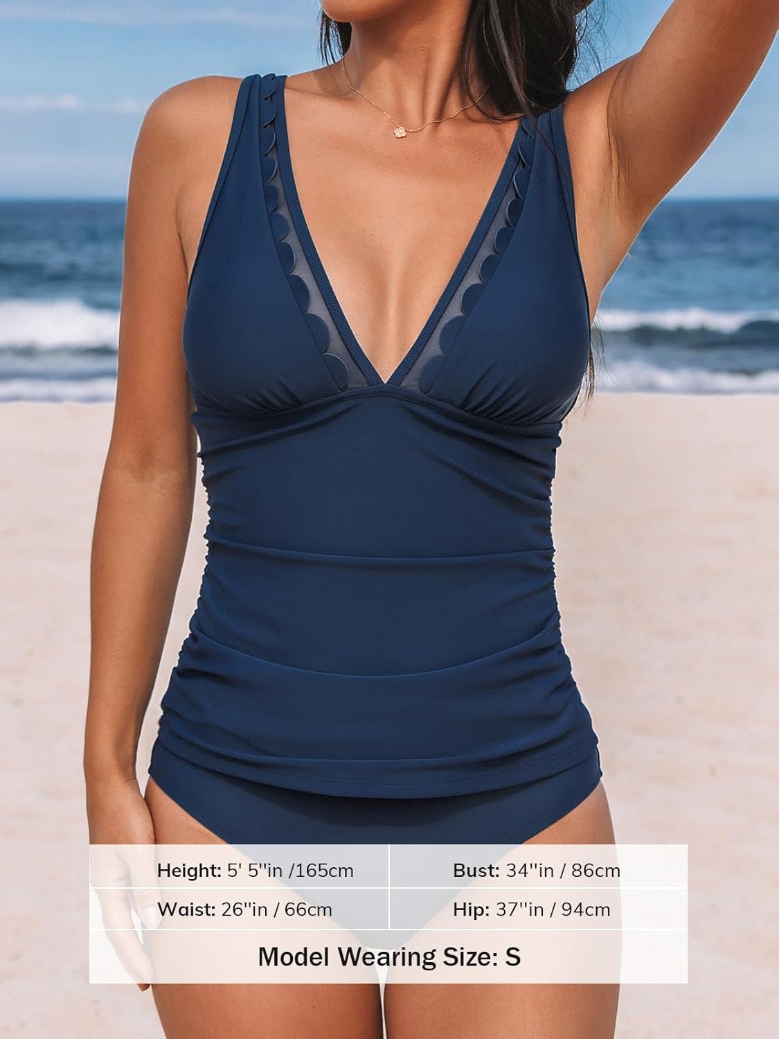Thumbnail 4 de CUPSHE Damen Tankini Set V-Ausschnitt mit Wellenkante – Zweiteiliges Bademode-Set