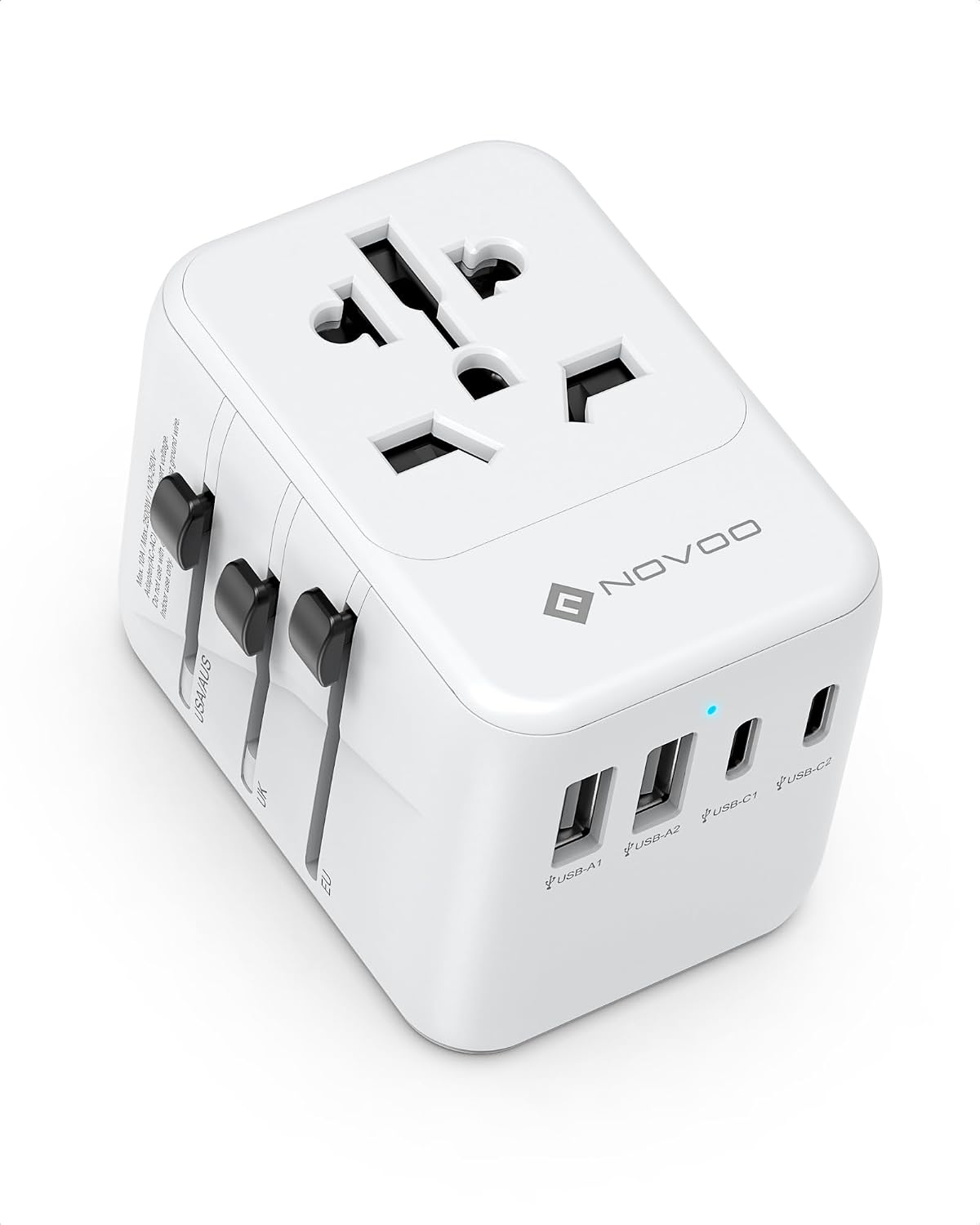 Detalle de NOVOO Adattatore universale da viaggio PD 21W con 2 USB e 2 C 🔌