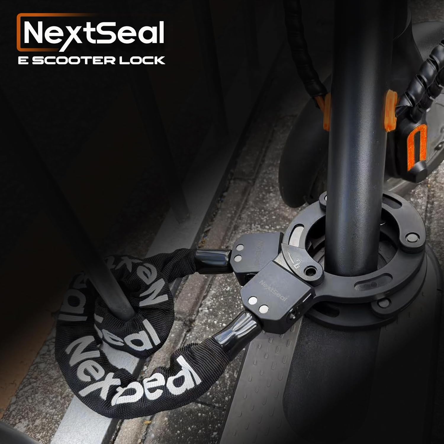 Detalle de NextSeal E Scooter Schloss – schlusselloses Verriegeln, 90 cm Kettenschloss für E-Scooter, Fahrrad & mehr