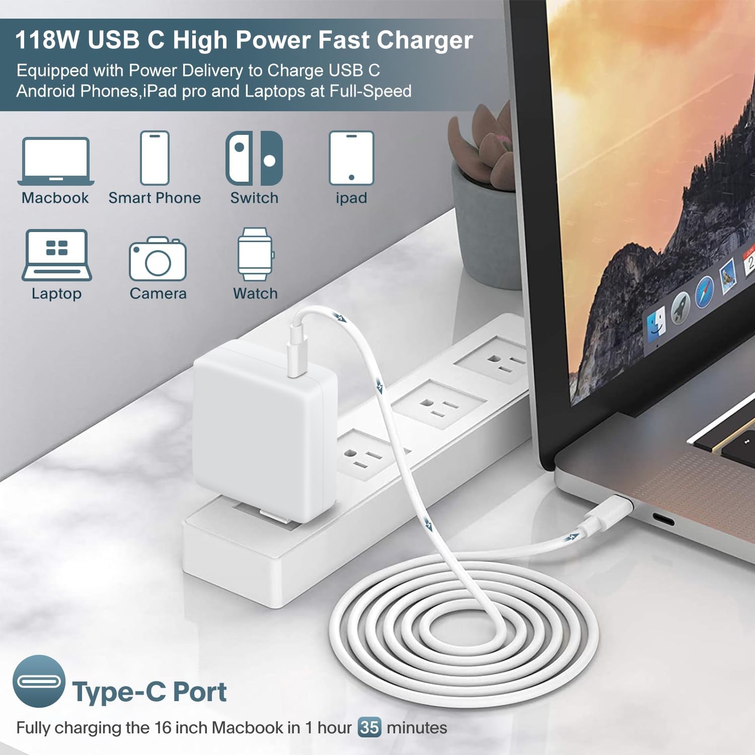 Thumbnail 1 de ixcv 118W USB-C Charger for MacBook Pro ⚡
