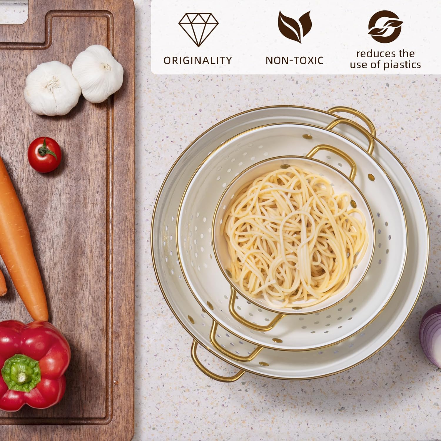 Thumbnail 3 de Metal Colander Set 3-piece 🍽