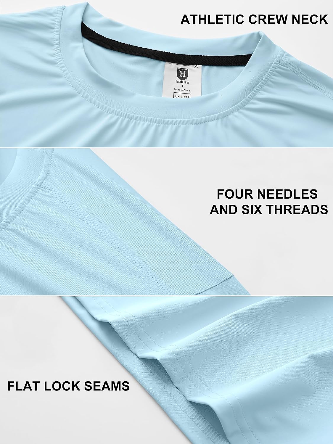 Detalle de Men's Rash Guard UPF 50+ Sun Protection T-Shirt (Short/Long Sleeve) – Lightweight Quick-Dry